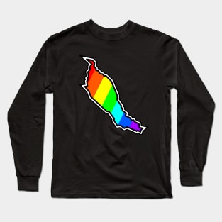 Denman Island Rainbow Colourful Silhouette - Keep Denman Weird Gift - Denman Island Long Sleeve T-Shirt